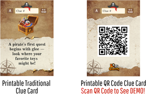QUESTFY dual-mode options showing traditional cards and QR code interactive cards for flexible gameplay